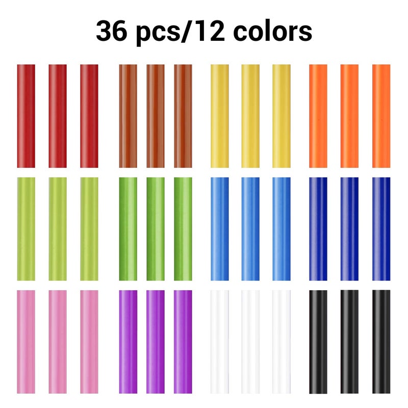 Enpoint Colored Hot Glue Sticks Full Size, Large Glue Sticks Bulk 36PCS, 0.43x4 for Paper/Plastic/Wood/Glass/Fabric/Metal, Car Repair Remover Crafting Tool Set - Image 2